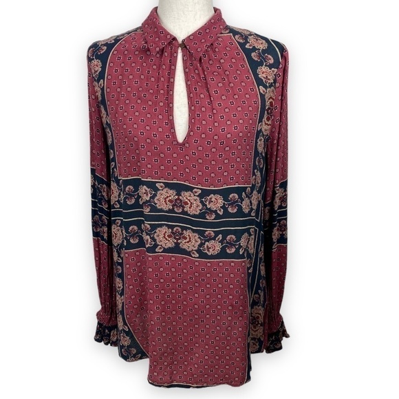 Free People boho floral print bell sleeves  tunic size small - Picture 3 of 7